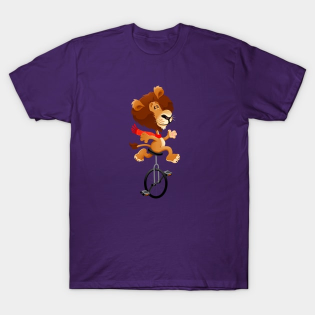 Funny lion on an unicycle T-Shirt by ddraw